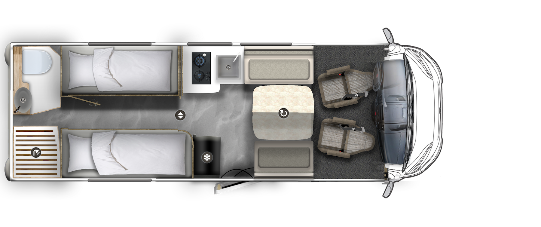 Pianta di un camper.